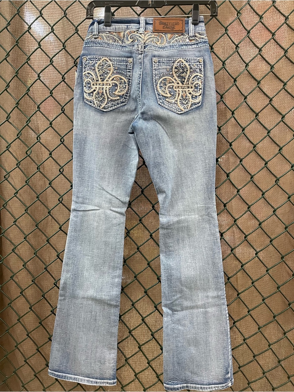 Embroidered Light Blue Boot Cut Denim Jeans Fleur Jr sz 3 or Petite 26